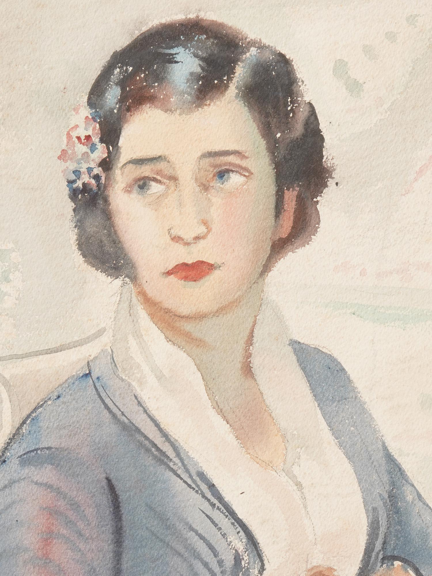 AMERICAN WATERCOLOR WOMAN PORTRAIT FRANK HERRING PIC-2